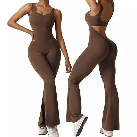 Women's Backless Jumpsuit - Sexy Sleeveless Flared Yoga Vest for Lifting Hips-Casual Fashion - The Artisan's Wardrobe