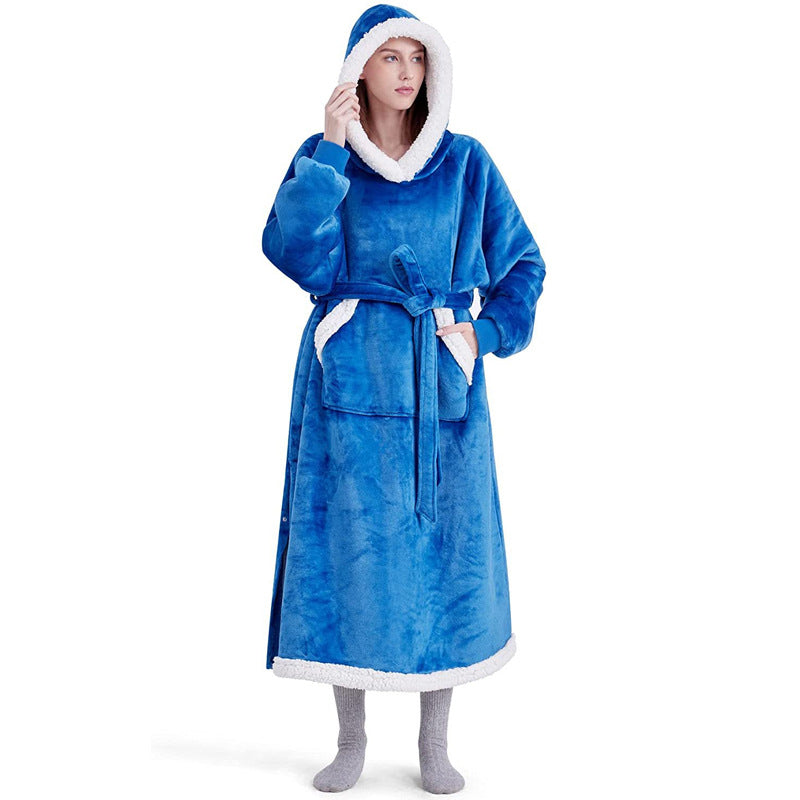 Hoody Wearable Hoodie Oversized Flannel Blanket with Sleeves for Winter Comfort-Casual Fashion - The Artisan's Wardrobe