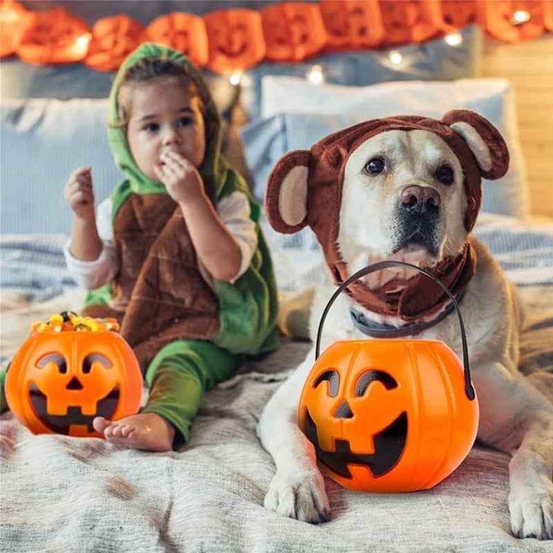 3-Pack Halloween Pumpkin Buckets - 7-Inch Plastic Trick-or-Treat Candy Holders & Home Decor-Casual Fashion - The Artisan's Wardrobe