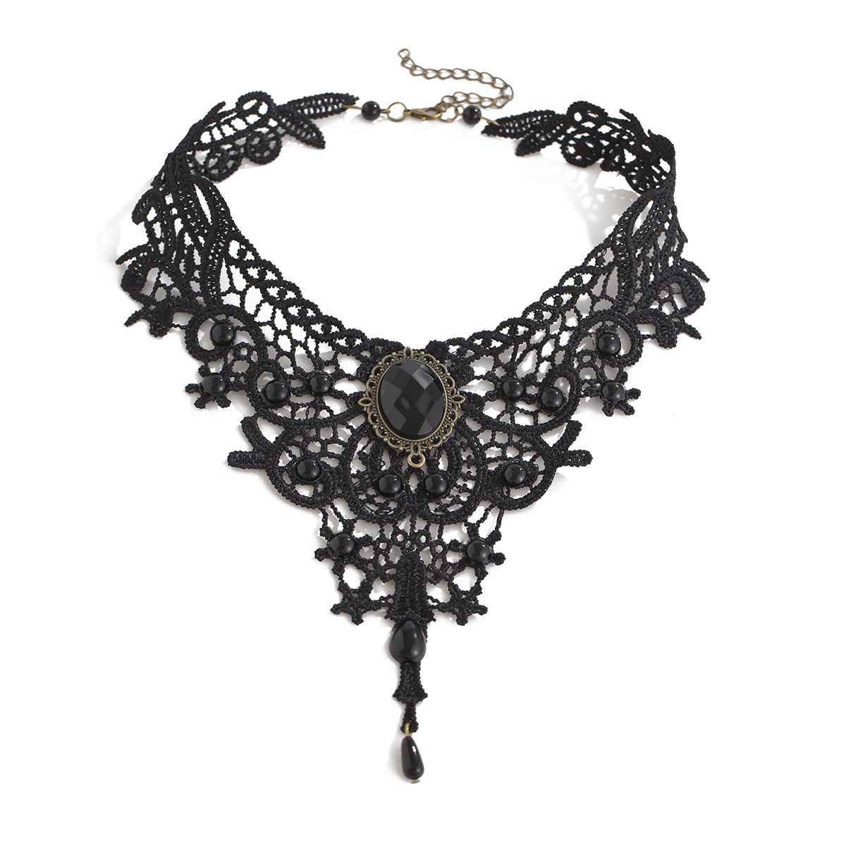 Gothic Lace Choker Necklace for Halloween Party - Geometric Lace Collarbone Chain-Casual Fashion - The Artisan's Wardrobe