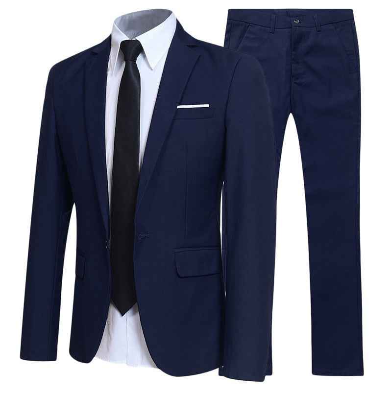 Business Professional Groom Groomsman Formal Attire Two-Piece Set for Men-Casual Fashion - The Artisan's Wardrobe