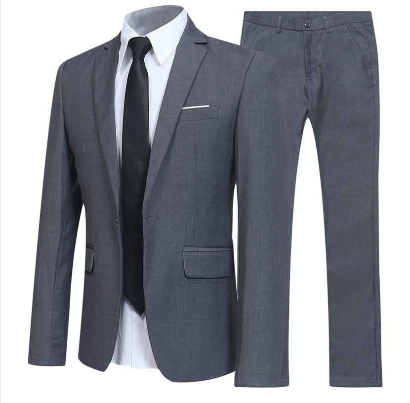 Business Professional Groom Groomsman Formal Attire Two-Piece Set for Men-Casual Fashion - The Artisan's Wardrobe
