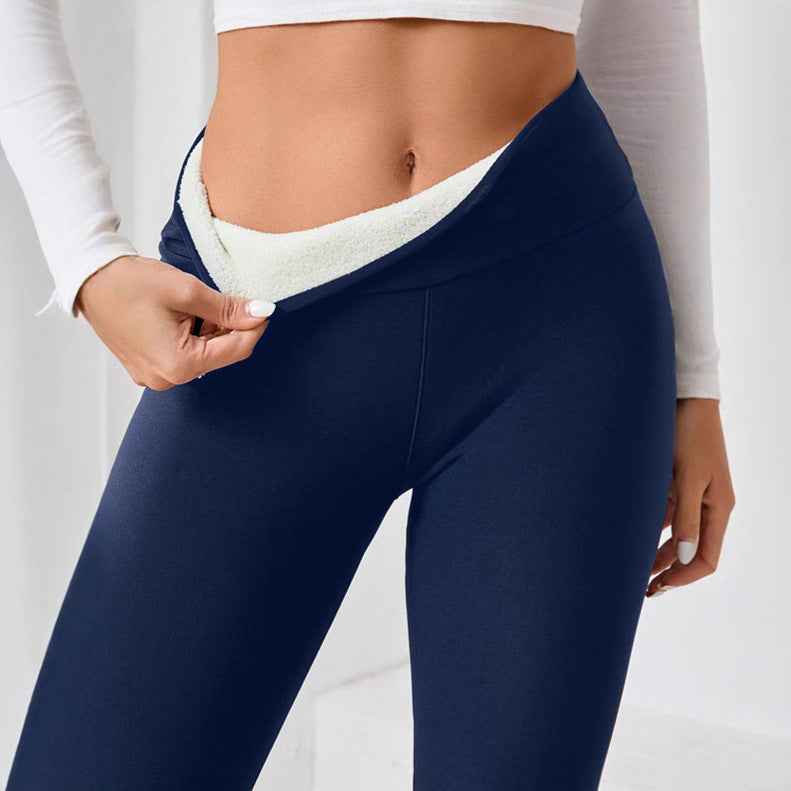 Women's Warm High Waisted Leggings for Autumn and Winter | Thickened Velvet & Lamb Wool Yoga Pants-Casual Fashion - The Artisan's Wardrobe