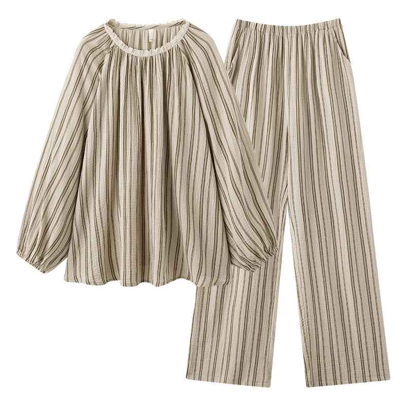 Couple's sleepwear autumn new item Wabi Sabi style cotton yarn can be worn outside loose men's and women's home clothes-Casual Fashion - The Artisan's Wardrobe