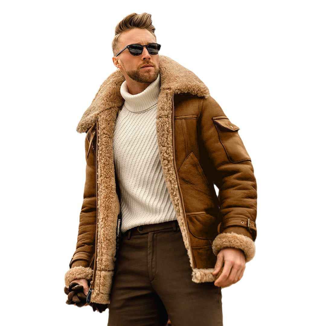 Men's Faux Fur Winter Jacket - Thickened One Piece Faux Fur Jacket-Casual Fashion - The Artisan's Wardrobe