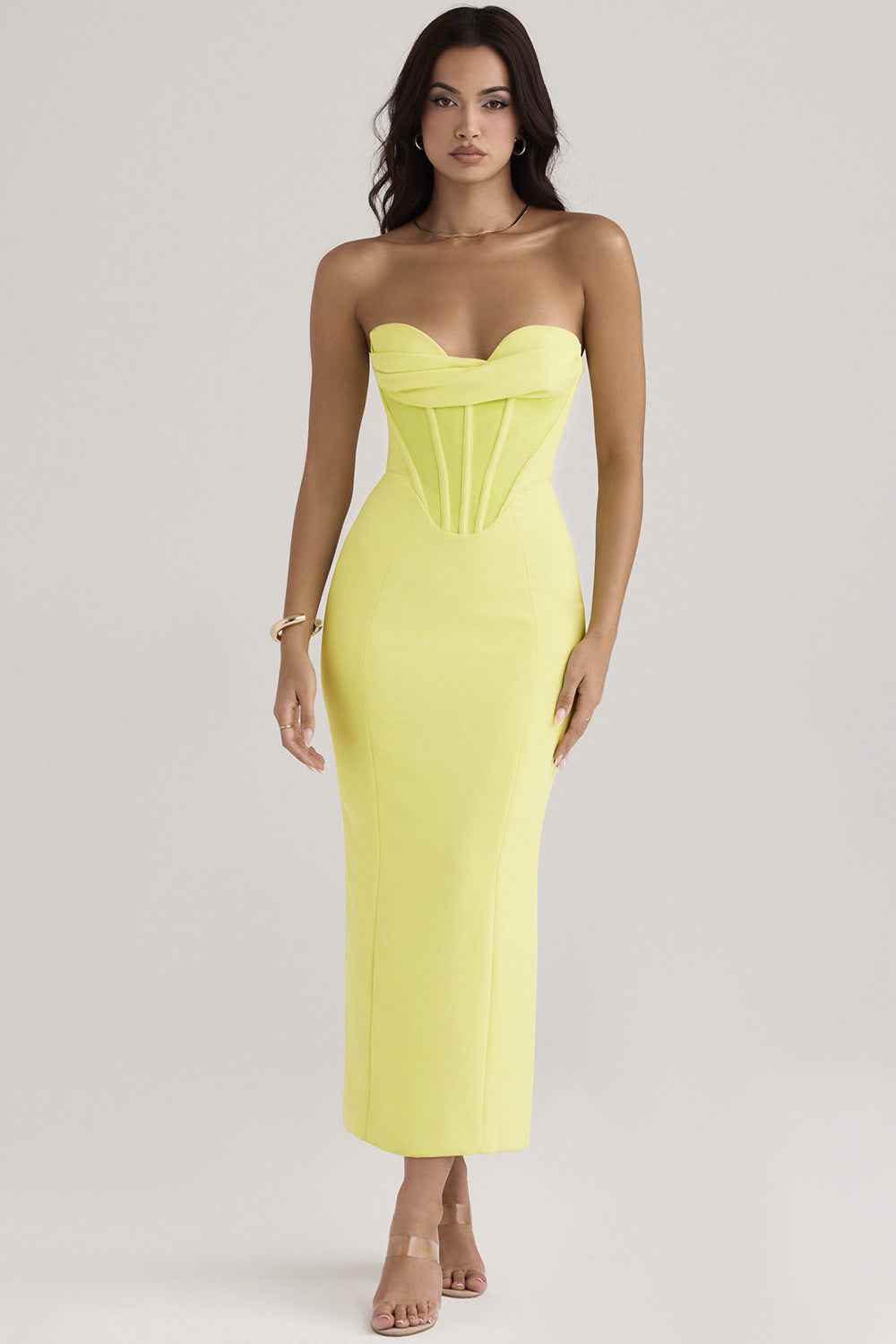Solid Color Strapless Fishbone Back Dress with Slit - Tight and Sexy Fit-Casual Fashion - The Artisan's Wardrobe
