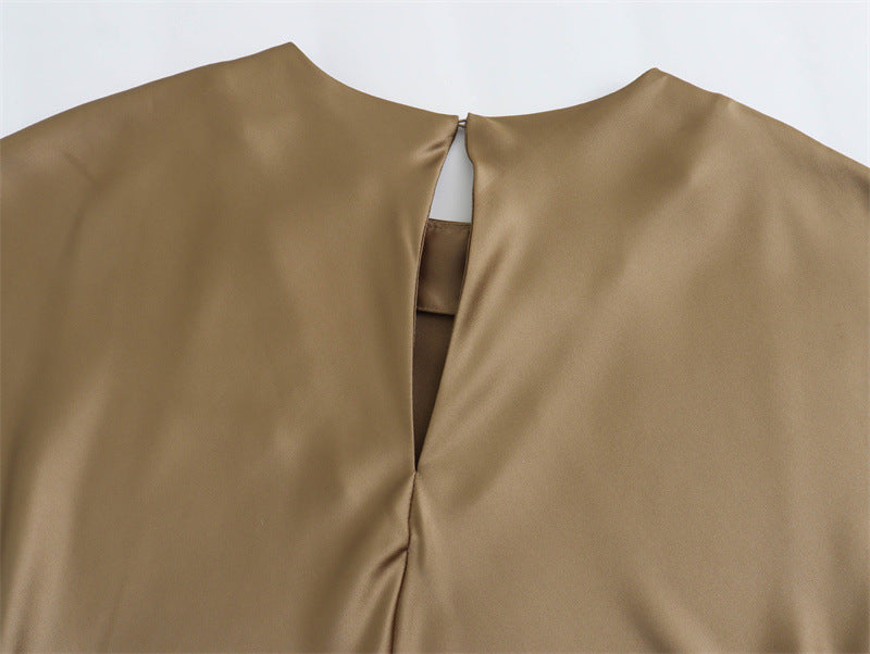 Satin Midi Dress for Women - Elegant Keyhole Back A-Line Sleeveless Evening Party Dress-Casual Fashion - The Artisan's Wardrobe