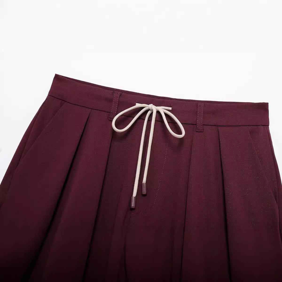 Two Piece Retro Wine Red Jacket Women’s Lantern Mini-Casual Fashion - The Artisan's Wardrobe