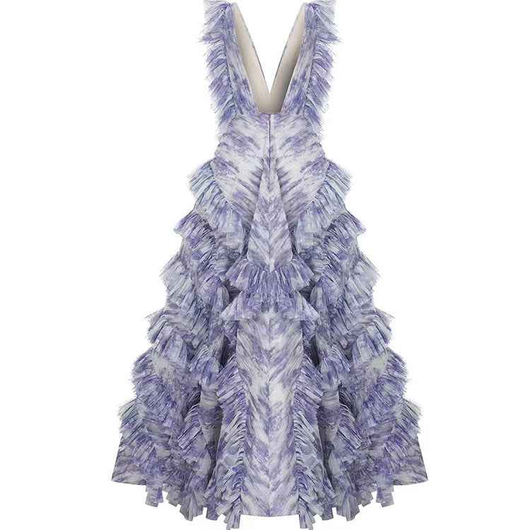 Light Colored V-Neck Lace Dress