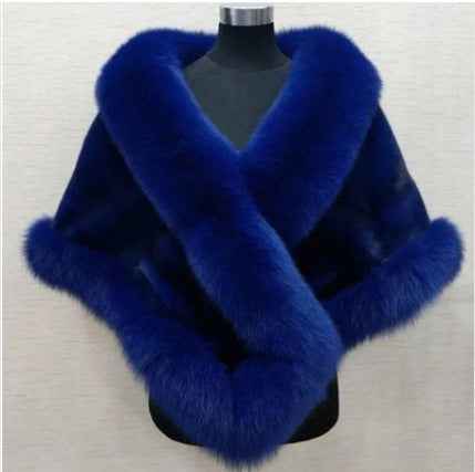 Luxury Fur Poncho Fluffy Shawl Evening Dress for Weddings and Banquets – Plush Cape Coat for Women-Casual Fashion - The Artisan's Wardrobe
