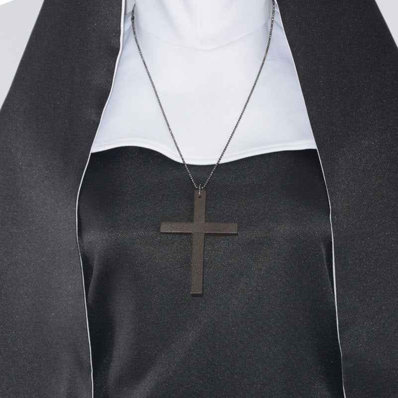 Halloween Nun Costume - The Nun Ghost Sister Cosplay Outfit, Black Horror Priest Costume-Casual Fashion - The Artisan's Wardrobe