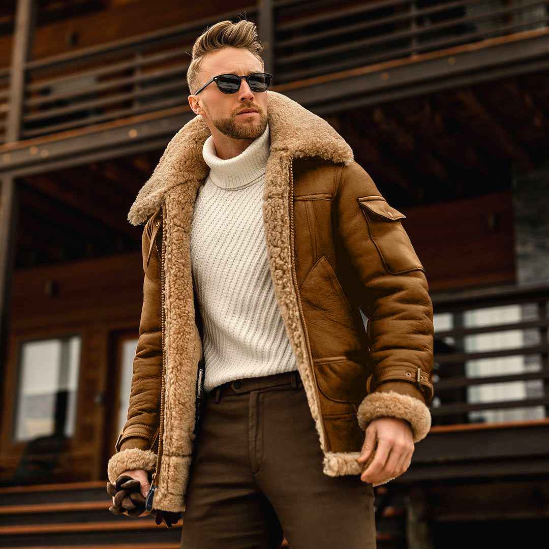 Men's Faux Fur Winter Jacket - Thickened One Piece Faux Fur Jacket-Casual Fashion - The Artisan's Wardrobe