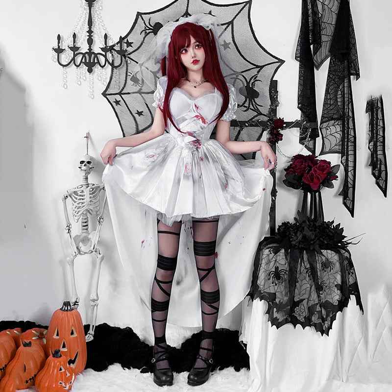 European and American Style Goth Halloween Costume - Adult Witch Tailcoat and Vampire Bride Performance Dress-Casual Fashion - The Artisan's Wardrobe