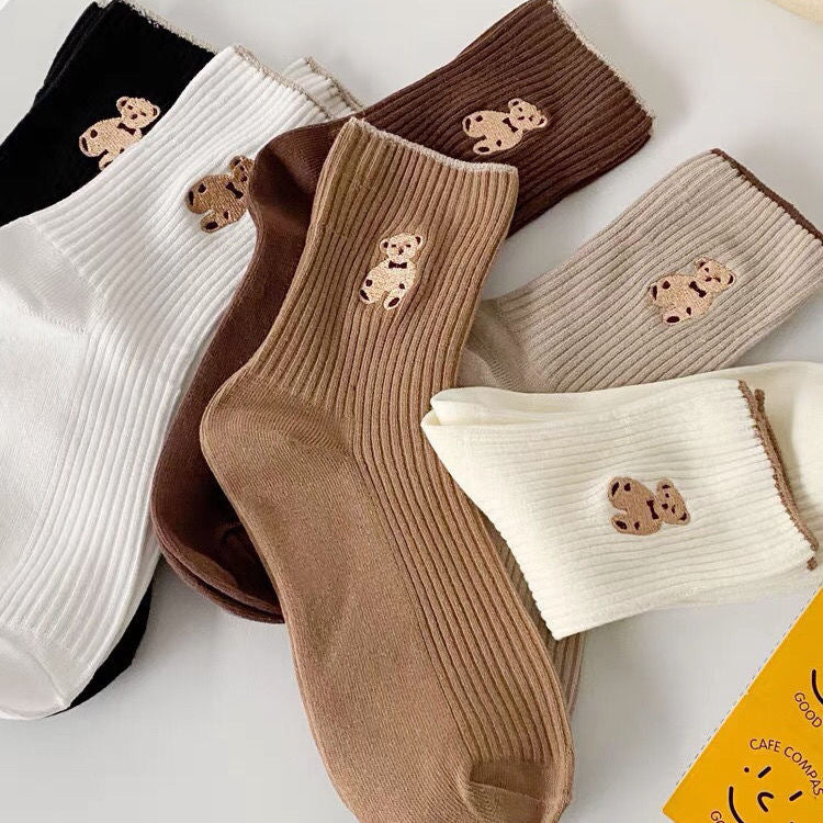 Women's Bear Cotton Socks - Comfortable Soft Crew Sports Socks Set of 6 Pairs-Casual Fashion - The Artisan's Wardrobe