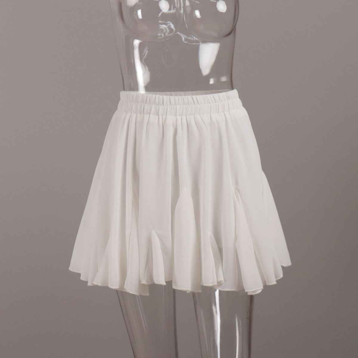 Splicing Black Fungus Pleated Mini Skirt - European and American Street Trend-Casual Fashion - The Artisan's Wardrobe