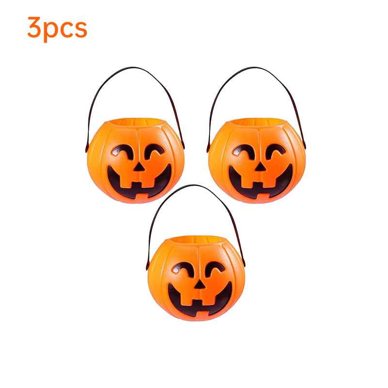 3-Pack Halloween Pumpkin Buckets - 7-Inch Plastic Trick-or-Treat Candy Holders & Home Decor-Casual Fashion - The Artisan's Wardrobe