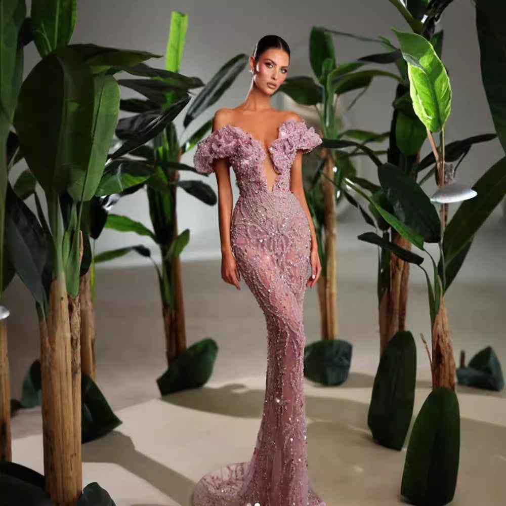 Pink Mesh Evening Dress for Fashion-forward Styles
