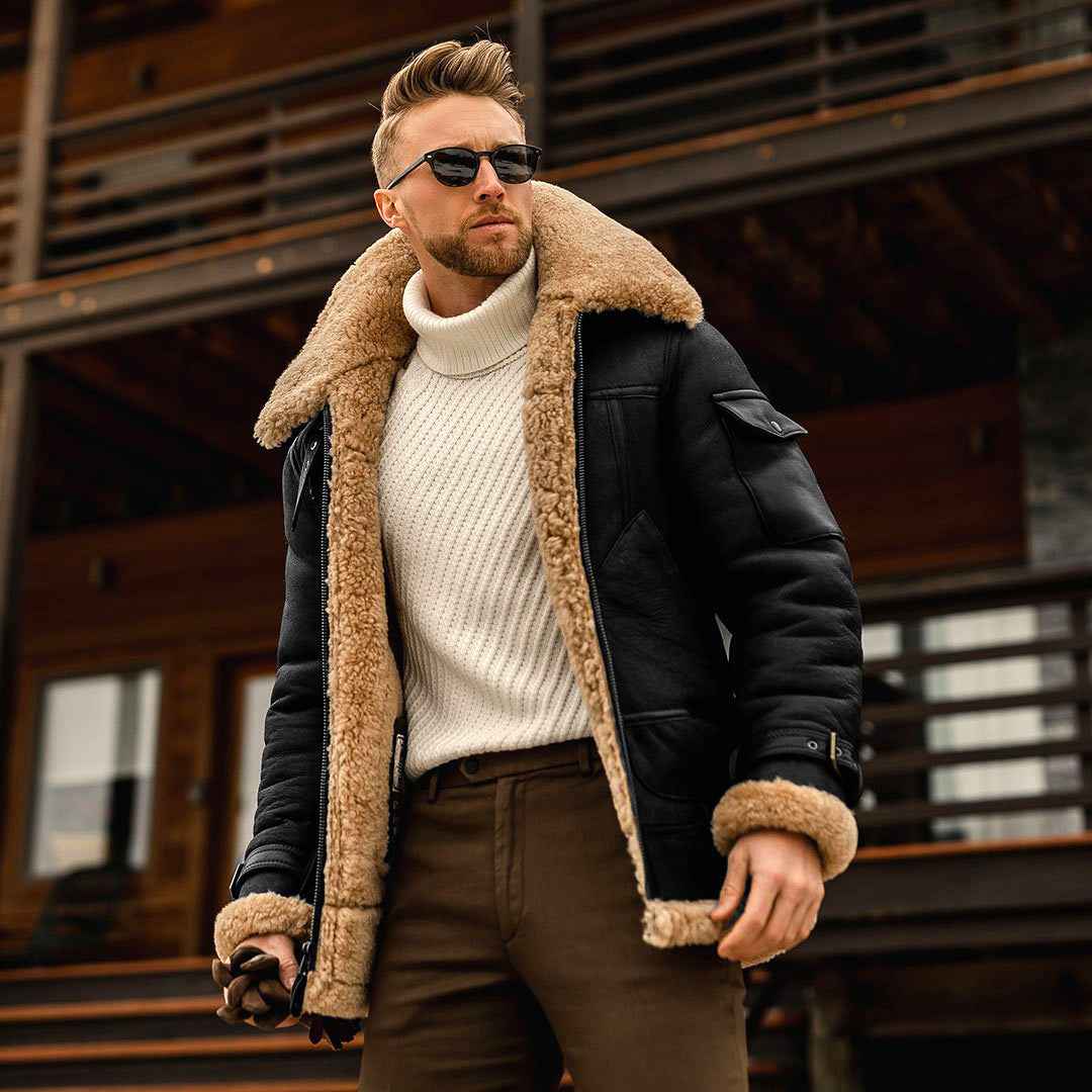 Men's Faux Fur Winter Jacket - Thickened One Piece Faux Fur Jacket-Casual Fashion - The Artisan's Wardrobe