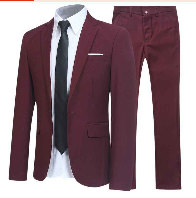 Business Professional Groom Groomsman Formal Attire Two-Piece Set for Men-Casual Fashion - The Artisan's Wardrobe