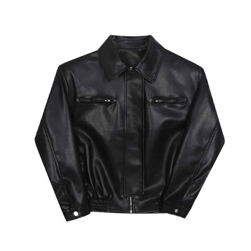 High end PU leather jacket, men's handsome motorcycle suit, loose leather jacket, trendy-Casual Fashion - The Artisan's Wardrobe