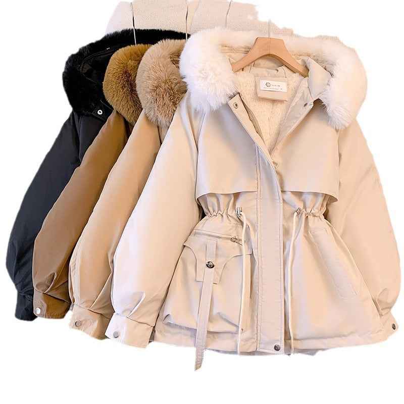 Thin Down Cotton Fur Jacket with Fashionable Thick Fur Integration-Casual Fashion - The Artisan's Wardrobe