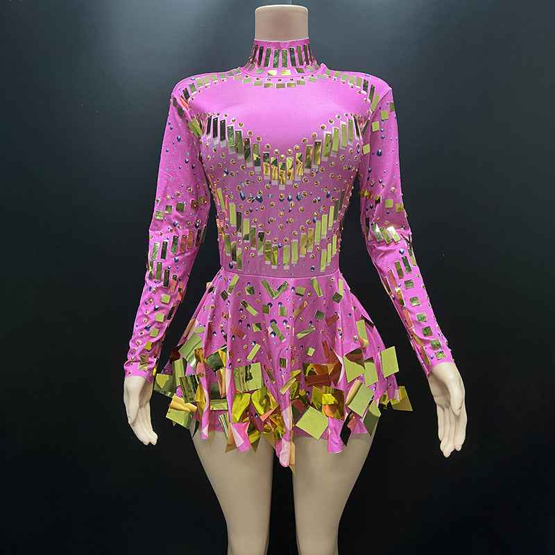 Sparkling Sequin Mini Dress - Elegant Slim Fit Long Sleeved Short Skirt for Parties and Outings-Casual Fashion - The Artisan's Wardrobe