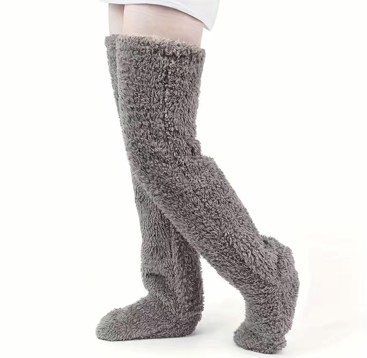 Thick leg warmers, knee pads, warm plush pants, long leg exposed socks-Casual Fashion - The Artisan's Wardrobe