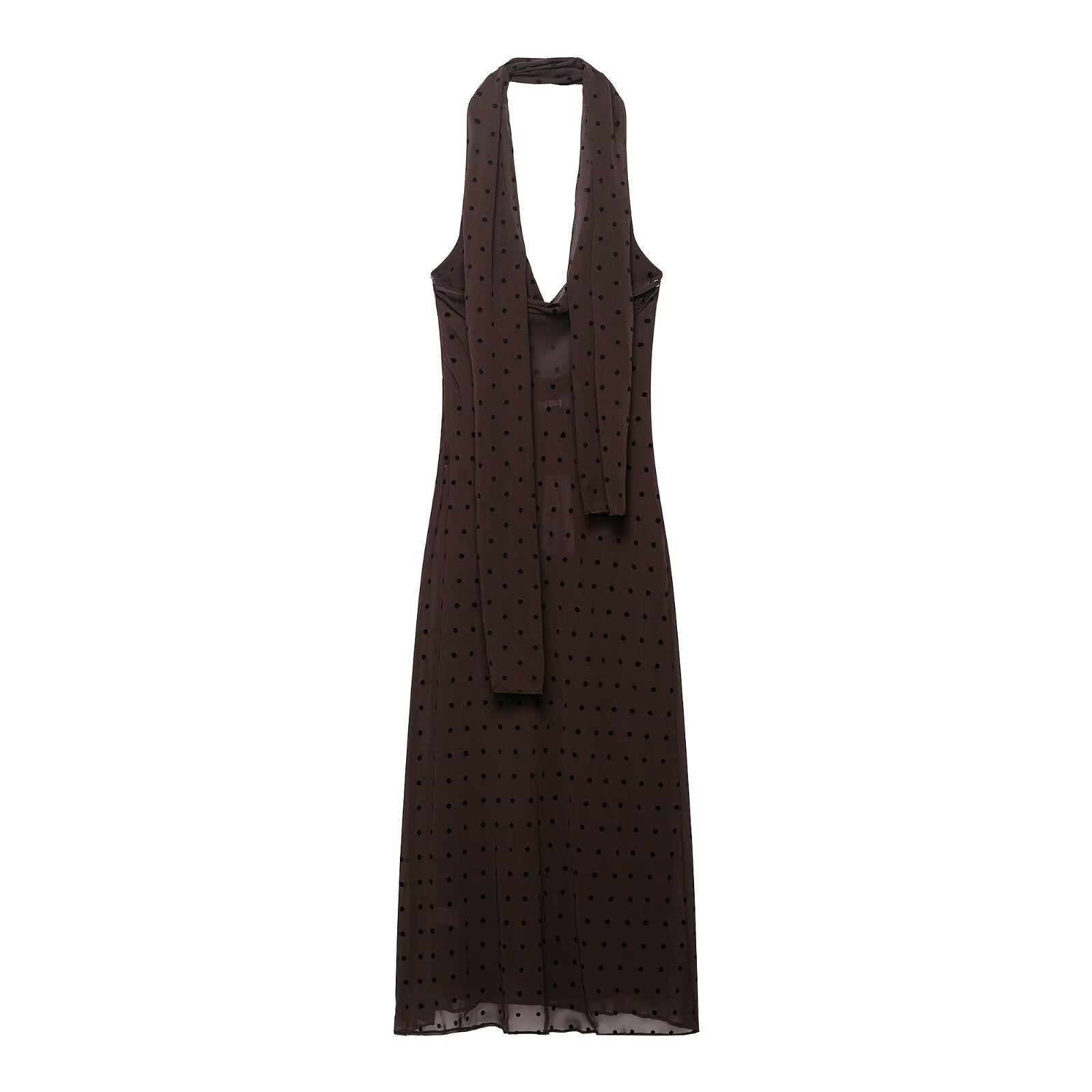 Versatile Mesh Polka Dot Dress - Long Scarf Style for Effortless Elegance