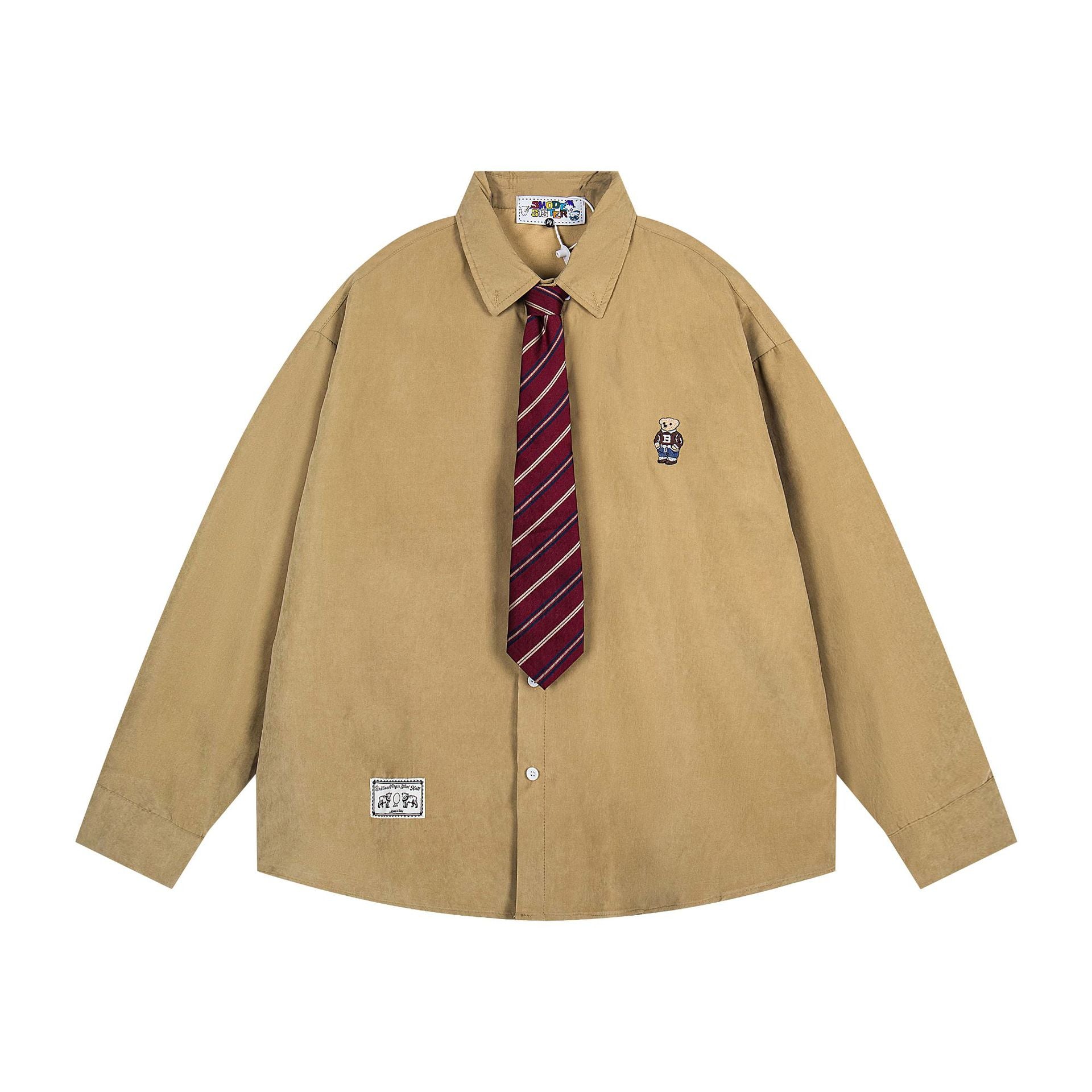 Fun Cartoon Embroidery Shirt - Unisex Loose Casual Long Sleeve Dress Shirt-Casual Fashion - The Artisan's Wardrobe