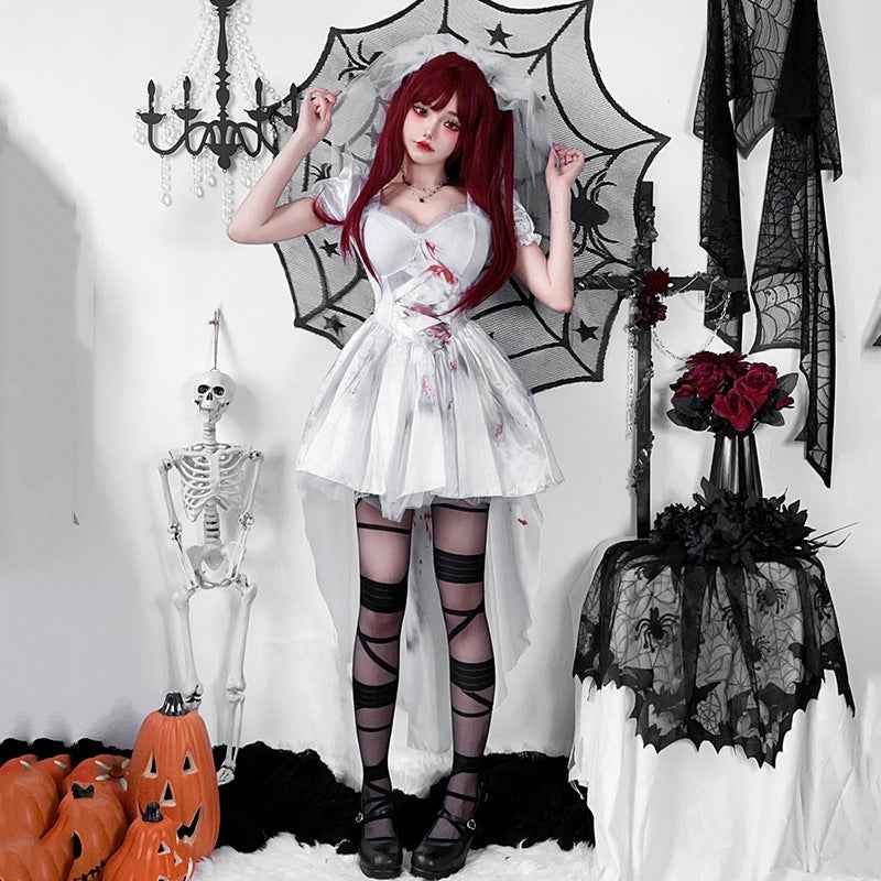 European and American Style Goth Halloween Costume - Adult Witch Tailcoat and Vampire Bride Performance Dress-Casual Fashion - The Artisan's Wardrobe