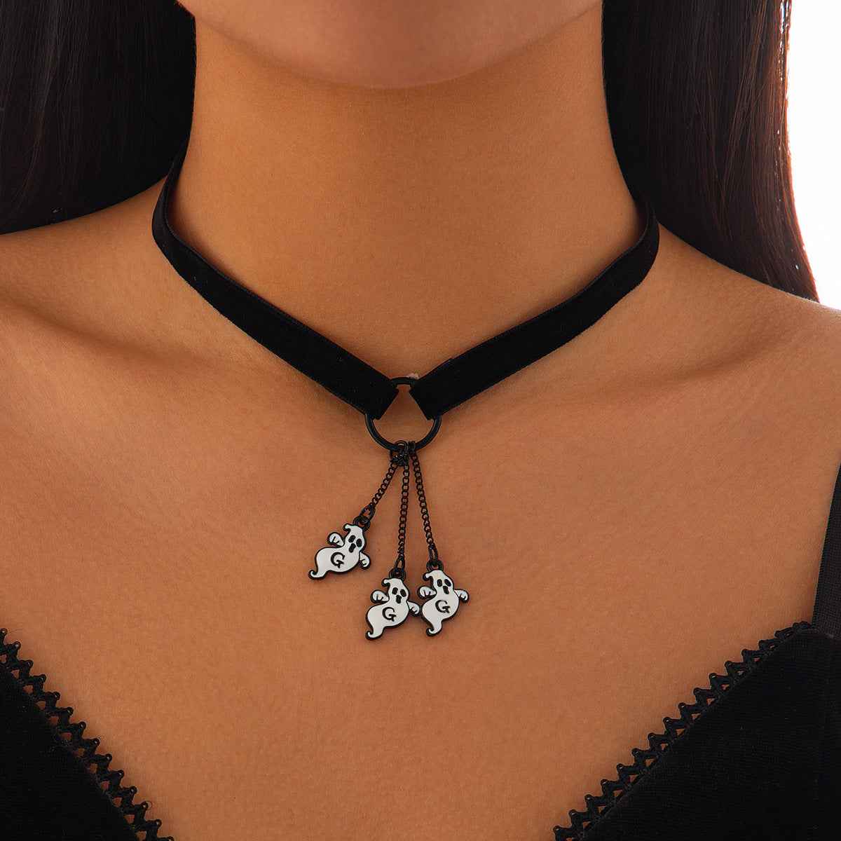 Halloween Tassel Collar Necklace with Iron Chain and Water Drop Pendant-Casual Fashion - The Artisan's Wardrobe