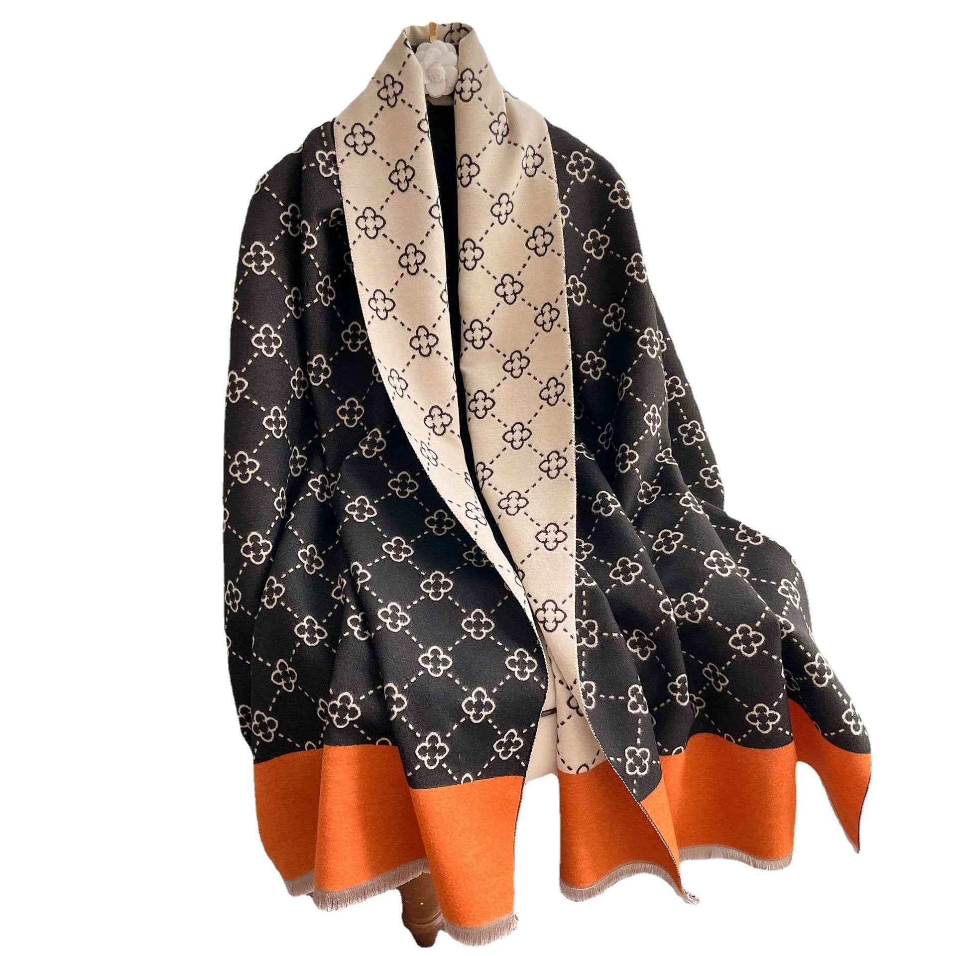 Imitation Cashmere Scarf Women's Sunflower Pattern Warm Thick Long Shawl Scarf - Sunflower Pattern Cashmere Scarf-Casual Fashion - The Artisan's Wardrobe
