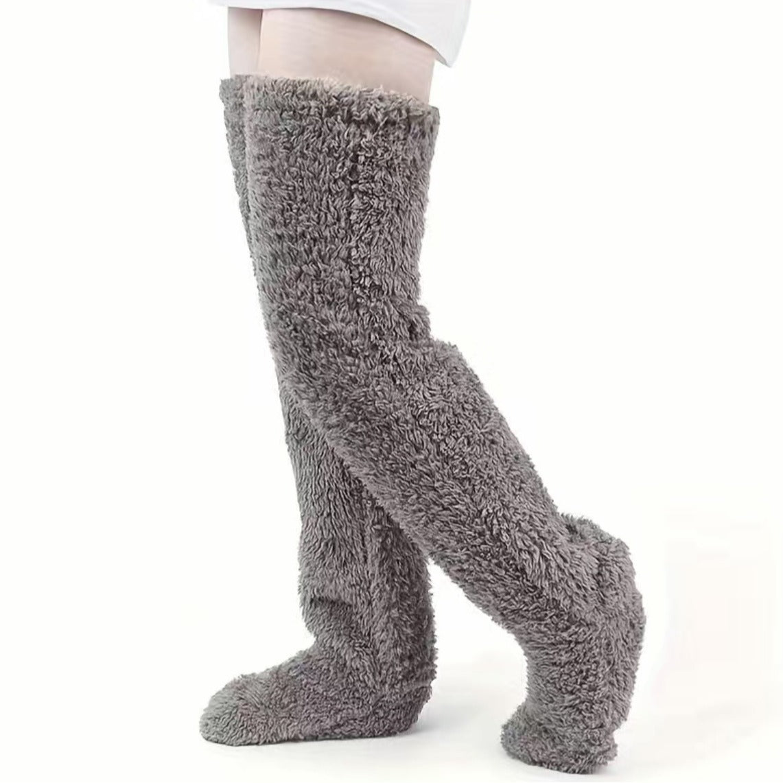 Thick leg warmers, knee pads, warm plush pants, long leg exposed socks-Casual Fashion - The Artisan's Wardrobe