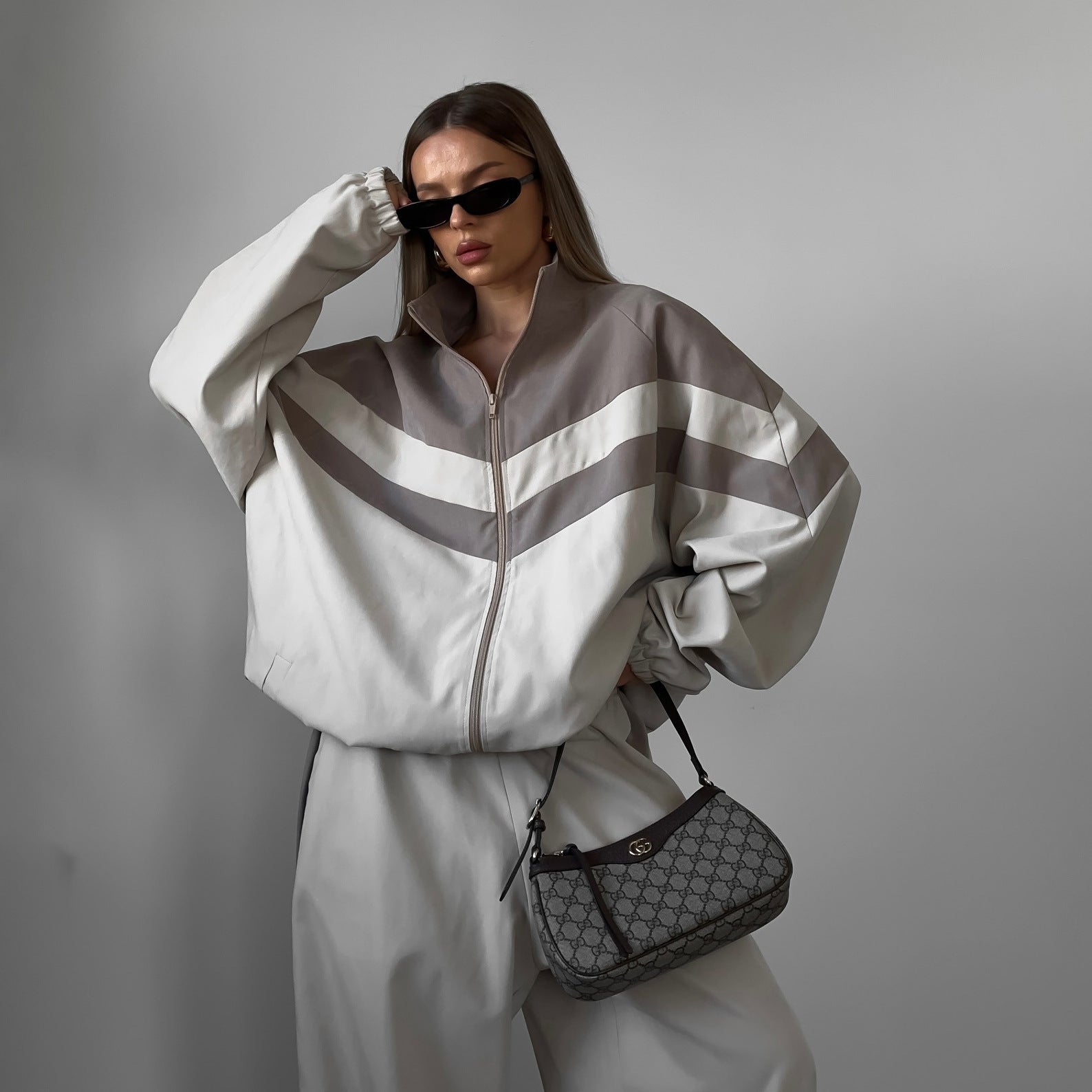 Women's Sportswear Set with Personalized Stripes, Contrasting Colors, Loose Fit, Two Piece for Spring and Autumn-Casual Fashion - The Artisan's Wardrobe