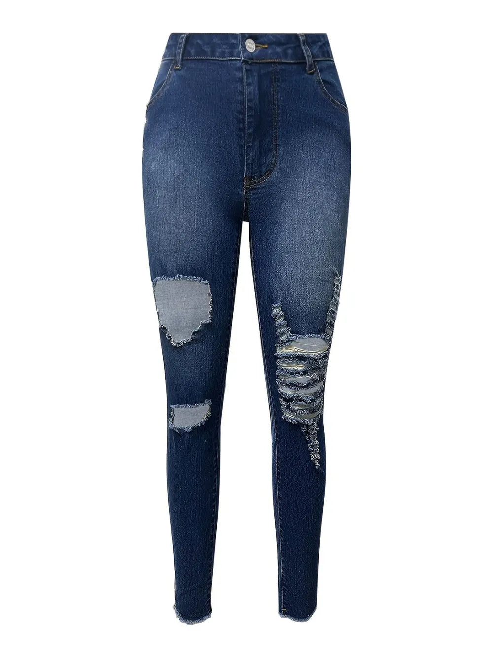 Distressed Skinny Jeans with Pockets-Casual Fashion - The Artisan's Wardrobe