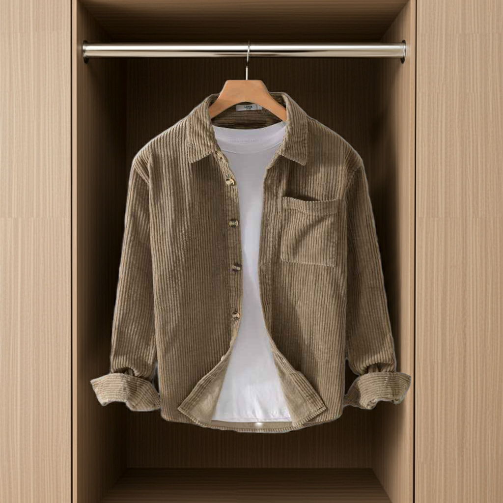Autumn and winter men's corduroy long sleeved shirt, simple, casual, trendy, retro, handsome men's shirt-Casual Fashion - The Artisan's Wardrobe