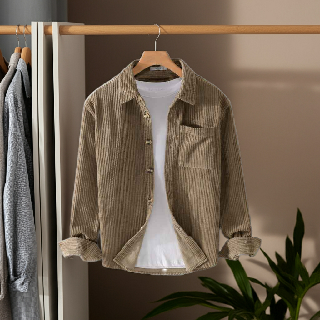 Autumn and winter men's corduroy long sleeved shirt, simple, casual, trendy, retro, handsome men's shirt-Casual Fashion - The Artisan's Wardrobe