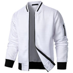Men's Plaid Sweatshirt Jacket with Zipper and Stand-Up Collar - Casual Cardigan Style-Casual Fashion - The Artisan's Wardrobe