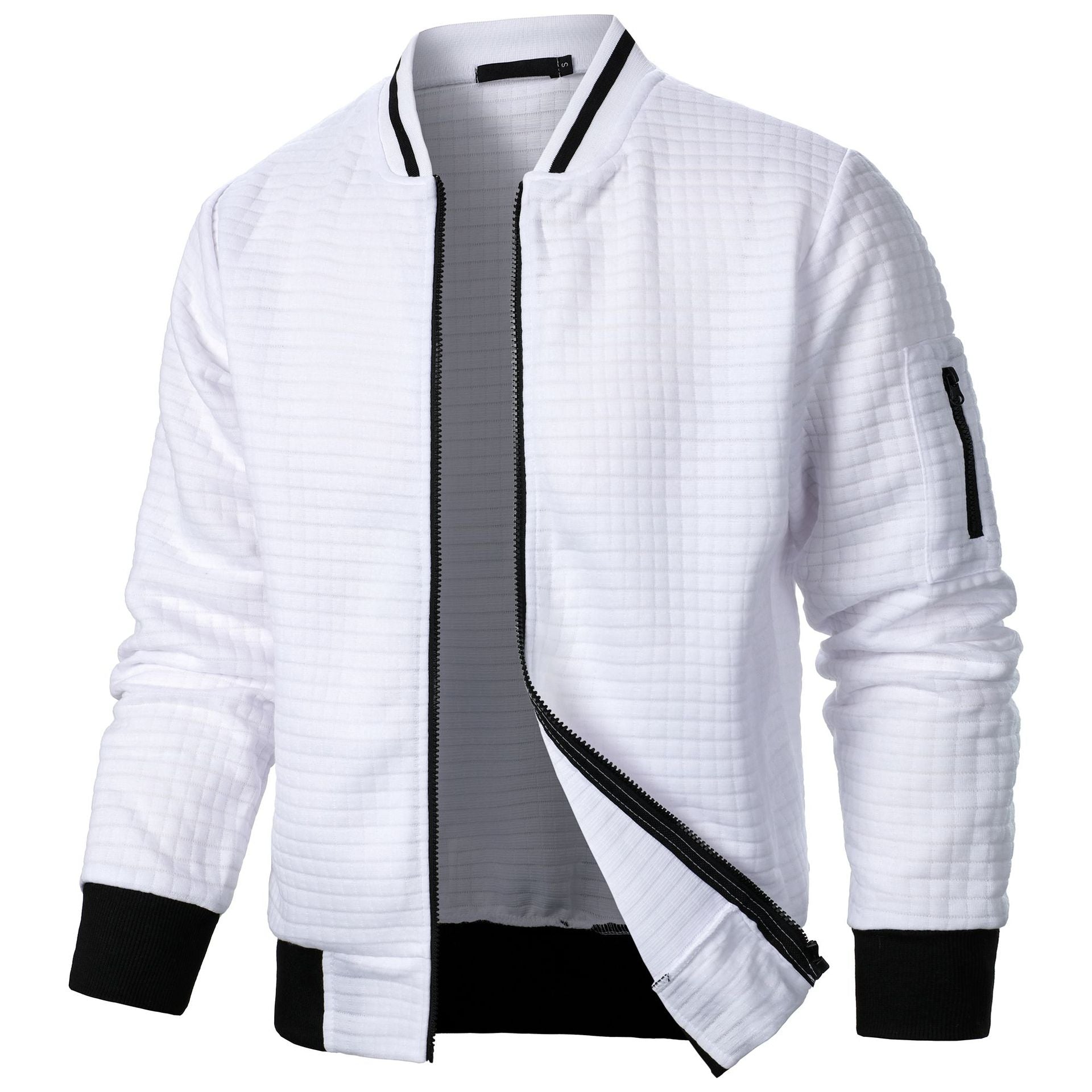 Men's Plaid Sweatshirt Jacket with Zipper and Stand-Up Collar - Casual Cardigan Style-Casual Fashion - The Artisan's Wardrobe