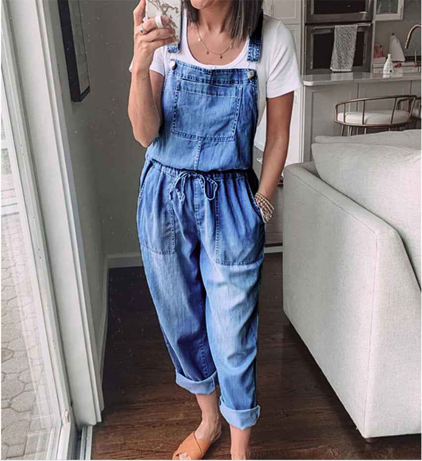Spring Summer Denim Overalls for Women - Casual Slim Fit with Stylish Pockets-Casual Fashion - The Artisan's Wardrobe