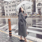 woolen coat for women in checkered design, medium to long length, slim fit windbreaker-Casual Fashion - The Artisan's Wardrobe