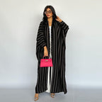 Muslim Women's Striped Cardigan Long Zebra Print Abaya Jacket-Casual Fashion - The Artisan's Wardrobe