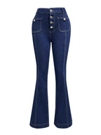 Button Fly High Waist Flare Jeans for Effortless Style and Comfort-Casual Fashion - The Artisan's Wardrobe