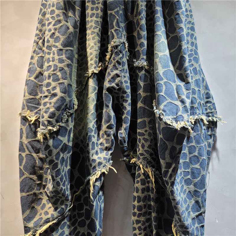 Leopard print jeans for women elastic waistband loose carrot harem and baggy pants-Casual Fashion - The Artisan's Wardrobe