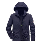 Men's casual outdoor hooded jacket in large size, with multiple pockets and thick fleece, this is a men's style jacket-Casual Fashion - The Artisan's Wardrobe