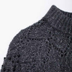 Women's Asymmetrical Knitted Sweater with Shoulder Opening and Hollow Bead Decoration-Casual Fashion - The Artisan's Wardrobe