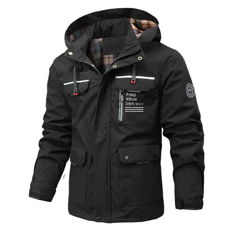 Men's Lightweight Waterproof Windbreaker Jacket - Spring and Autumn Hooded Outdoor Windproof Jacket for Hiking-Casual Fashion - The Artisan's Wardrobe