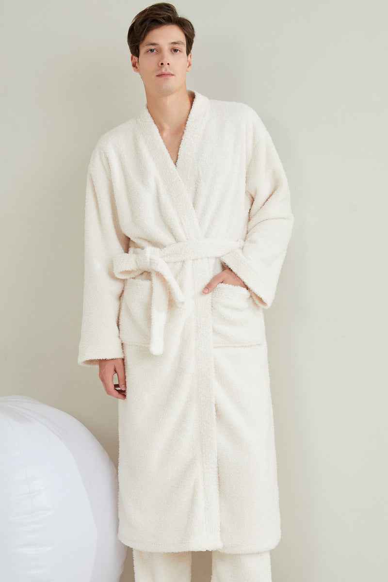 Couple Flannel Pajamas Casual European and American Loose Bathrobe Nightgown-Casual Fashion - The Artisan's Wardrobe