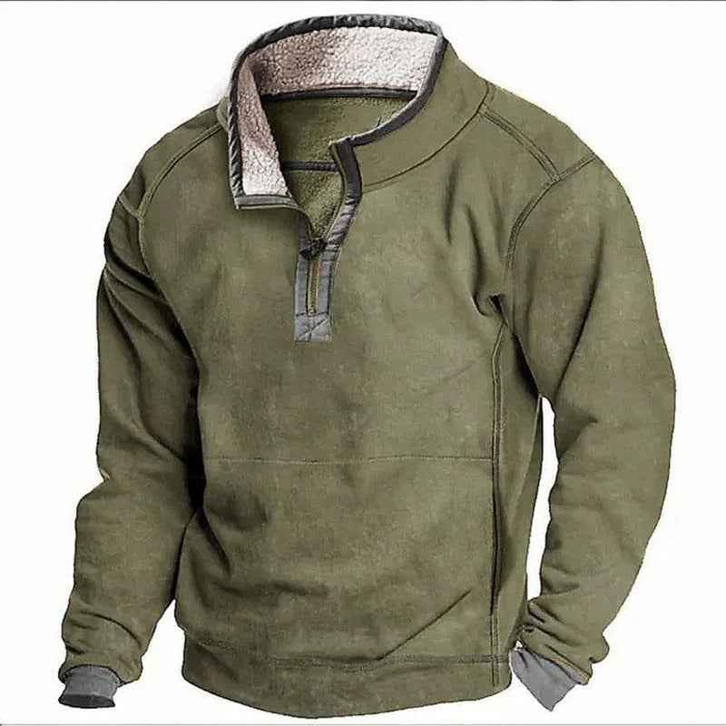 Men's Casual Hoodie with Stand Collar, Zipper Closure, and Fleece Lining for Autumn and Winter-Casual Fashion - The Artisan's Wardrobe