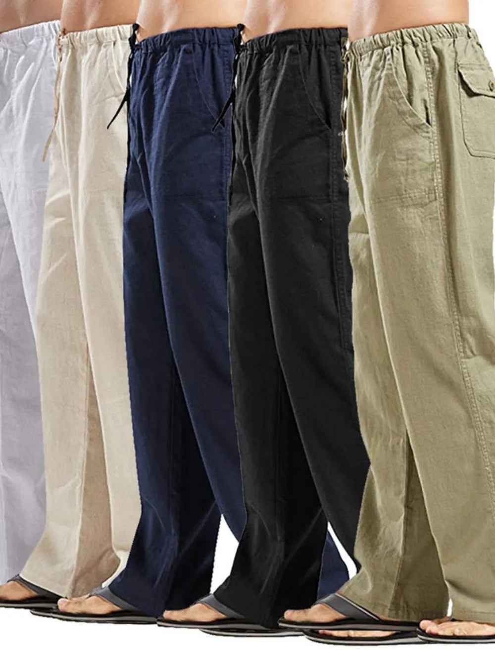 Men's Plus Size Drawstring Pants - Straight Leg Full Size Comfort-Casual Fashion - The Artisan's Wardrobe
